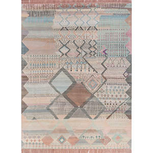Manchaha Geometric Pattern Wool & Bamboo Silk Hand-Knotted <b>Rugs</b> Pink & Purple for Home Use-Les-2145 - Product Image 1