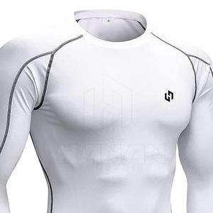 Camisas de compresión de hombre de manga larga de color personalizado de alta calidad con logotipo personalizado de características transpirables a precio barato - Product Image 2