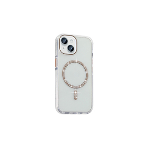 Étui en silicone doré de luxe de la série Zore Koment pour iPhone 14 compatible MagSafe avec design en pierre et protection miroir pour téléphone - Product Image 3