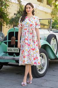 Robe indienne faite à la main en coton avec imprimé floral élégant à la mode été sans manches vêtements de plage Boho robe en vente ODM approvisionnement - Product Image 4