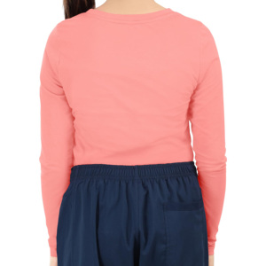 เสื้อยืดคอกลมแขนยาวสำหรับผู้หญิง ปรับแต่งได้ ใส่สบาย ผลิตจากผ้าสแปนเด็กซ์/โพลีเอสเตอร์ เหมาะสำหรับชุดยูนิฟอร์มทางการแพทย์ ชุดพยาบาล - Product Image 5