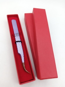 Pince à épiler professionnelle GETUP BROSONS IMPEX avec logo personnalisé, outils de beauté, revêtement poudré violet brillant, pointe incurvée en or rose - Product Image 5