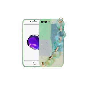 Coque en silicone à motif pailleté Elsa pour iPhone 7 Plus, étui de téléphone en TPU diamanté avec dragonne et support - Vert Modèle 14 Plus - Product Image 1