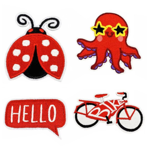 Assortiment de patchs thermocollants brodés en toile PVC écologique à thème rouge pour chapeaux et sacs - Product Image 4