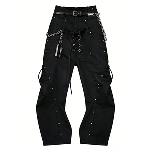 DiZNEW 2025 Denim <strong>Jeans</strong> Straight for <strong>Men</strong> Heavy Metal Style Iron Chain Decoration Designer <strong>Jeans</strong> <strong>Men</strong> <strong>Men</strong> <strong>Jeans</strong> High Quality - Product Image 1