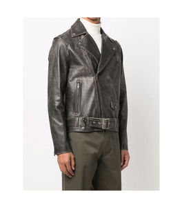 Chaqueta de motocicleta de cuero de piel de oveja negra Bolsillo delantero Cintura con cinturón Venta al por mayor Cremallera Chaquetas DE SEGURIDAD DE manga completa - Product Image 2