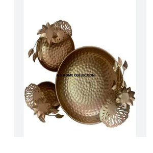 Bol Urli en métal plaqué or de qualité supérieure, design papillon, pour servir des fruits secs lors de mariages et de réceptions - Product Image 4