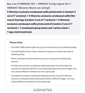 EARLY-BIRD ARIRANG SET + Living Legend Weverse Version (Weverse Pob) CD de musique pop coréenne - Product Image 5