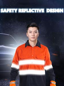 Chemise de travail orange de sécurité professionnelle pour hommes 100% coton respirant et grande taille réfléchissante en coton - Product Image 2