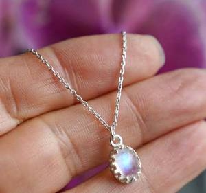 Attractive Drop Shape <b>Rainbow</b> Moonstone Wire Wrapped Pendant <b>Necklace</b> 925 Silver Gold Plated Jewelry for Mother's Day Gift - Product Image 1