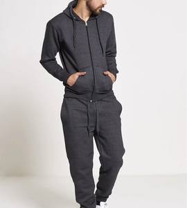 Nuevo chándal de manga larga para hombre en patrón sólido teñido liso para invierno en diferentes tamaños con cremallera completa color gris - Product Image 4