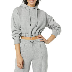 Latest Fashion <b>Winter</b> Woven 100% Cotton Long Sleeve Crop <b>Top</b> Hoodie <b>Women</b> Front Customize Logo Printed Hoodies for Sale - Product Image 5