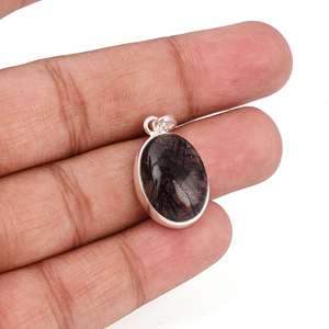 Colgante de plata esterlina 925 con piedras preciosas de espinela negra natural - Product Image 5
