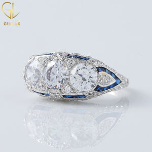 <b>Vintage</b> Art Deco Three Stone Labgrown Diamond <b>Ring</b>, Antique Art Deco Edwardian <b>Ring</b>, Filigree <b>Ring</b>, 14k Solid <b>Gold</b> <b>Ring</b> - Product Image 6