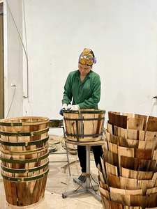 Paniers de crabe de boisseau suspendus en bois du Vietnam avec couvercle durable écologique fait à la main pour le stockage de fruits de mer et l'utilisation de la pêche traditionnelle - Product Image 6