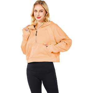 Venta al por mayor de sudaderas con cremallera media personalizadas sudaderas con capucha recortadas chaquetas de lana para mujer cuarto de cremallera pulóver trajes de otoño ropa de invierno - Product Image 5