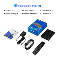 VseeBox V6 Max Android 14 TV Box 4GB RAM 64GB ROM Pemutar Media Streaming 6K Amlogic S905Y4 VP9 WiFi 5G BT Remote Gratis Tanpa Biaya Bulanan