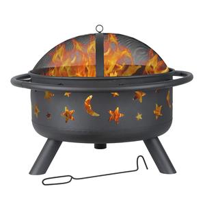 Heavy Duty Iron Fire Pit Black Finished Thicker Metal Fire Pit With <b>Mesh</b> Cover for Outdoor & Outdoor Decorative - Product Image 6