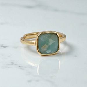 แหวนพลอยอะมาโซไนต์เบาะขนาด10มม.-เครื่องประดับเงิน925ทำด้วยมือ-แหวนวางซ้อนกันได้สำหรับใส่ประจำวันขายส่ง - Product Image 1