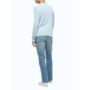 Maglione Calvin Klein da Uomo in Lana Merino con Scollo a V Blu Taglia Grande Autunnale Lavorato a Maglia con Ricamo 3D Stampa Leopardata Maniche Lunghe - Product Image 2