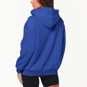 Nueva llegada de gran tamaño de las mujeres de peso pesado 100% sudaderas con capucha de algodón con hombro caído de manga larga sudaderas de invierno de punto - Product Image 6