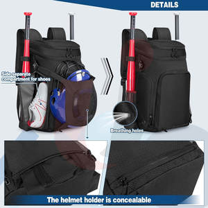 Mochila de béisbol profesional Premium para adultos y jóvenes, bolsa de softball multifuncional, soporte para casco, compartimento para zapatos ventilado - Product Image 5