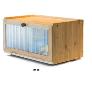 Boîte à pain en bambou pour comptoir de cuisine Conteneur de stockage de pain de grande capacité Boîte à pain de ferme avec fenêtre - Product Image 1