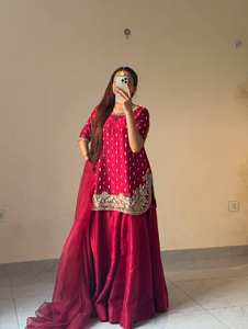 D FASHION GURU, Conjunto de Salwar Kameez de Crepé Puro de la Mejor Calidad, Bordado Zari, Dupatta de Organza, Ropa para Mujer para Fiestas, Bodas y Eventos - Product Image 2