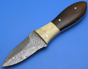 Cuchillo de ostras para abridor de mariscos de acero damasco con mango de nuez y Funda de cuero para el hogar y el restaurante - Product Image 2