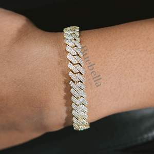 8MM 18K chapado en oro plata esterlina 925 VVS Moissanite corte brillante Iced Cuban Link pulsera mujeres joyería fina de Hip Hop - Product Image 3