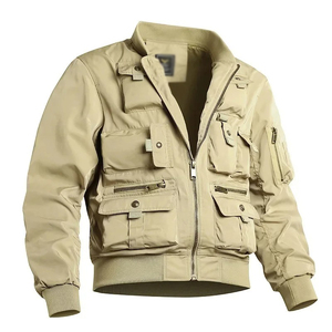 Veste en Cordura polaire pour homme, style baseball, multi-poches, vêtements de travail, vêtements d'extérieur, imperméable, coupe-vent, respirant, coton, longueur régulière - Product Image 4