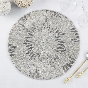 Napperons perlés ronds faits à la main pour table à manger de mariage table basse et utilisation décorative - Product Image 4