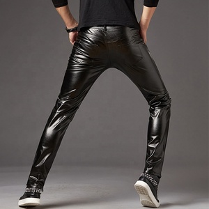 Straight Leg Pants Custom <b>Loose</b> <b>Fit</b> Faux Leather Track <b>jogger</b> Pants <b>Men</b> Customized Skinny trousers faux leather fabric <b>men</b> pants - Product Image 6