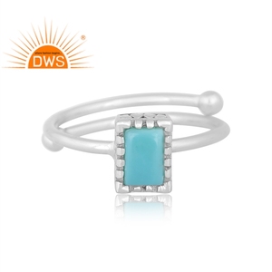Best Selling Fine Sterling Silver Natural Arizona Turquoise Gemstone <b>Adjustable</b> <b>Ring</b> Jewelry Manufacturer - Product Image 2