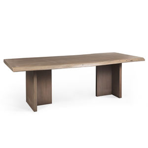Table de salle à manger de cuisine très durable, en bois d'acacia massif de qualité supérieure, bords naturels, forme irrégulière épaisse, pieds modernes - Product Image 3
