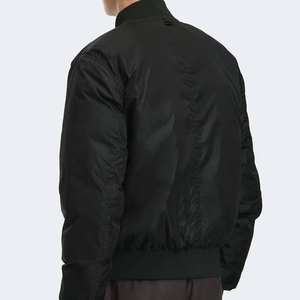 Veste universitaire noire pour homme, patchwork classique, légère, streetwear, coupe-vent, vêtement décontracté avec col montant en toile - Product Image 5