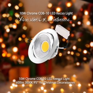 Luz LED Empotrable COB-10 Cromada de 10W, 600lm, 3000K, 95, 140xT47mm para Decoraciones Navideñas - Product Image 3