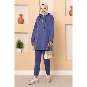 Media cremallera detallada hijab chándal índigo - Product Image 1