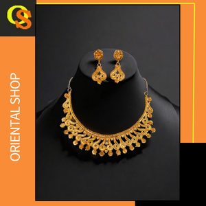 Conjunto de pendientes de collar de calidad superior con chapado en oro de 22K Diseño único Mujeres usan collar Pendientes Conjunto Joyería - Product Image 2