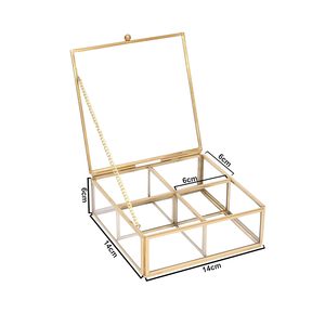Boîte de rangement pour bijoux vintage avec design gravé, verre et laiton de haute qualité, finition brillante/mate pour la décoration de la maison/du bureau - Product Image 4