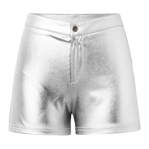 Shorts noirs en cuir véritable de haute qualité pour femmes, design unique, respirants, coupe-vent, imperméables, taille haute, avec revêtement PU - Product Image 1