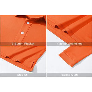 T-shirts à manches courtes pour hommes, boutons, imprimés décontractés, polyester/coton, orange, poche de golf, couleurs personnalisées, logo, vente en gros - Product Image 5