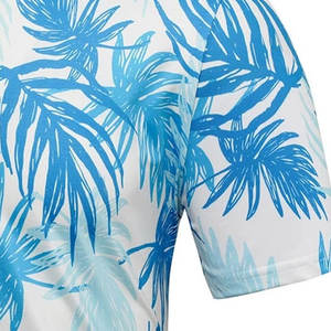 Camiseta Deportiva para Hombre |   Camiseta de Manga Corta |   Impresión por Sublimación de Hoja de Palma en Blanco, Cian y Azul |   Transpirable y que Absorbe la Humedad - Product Image 6