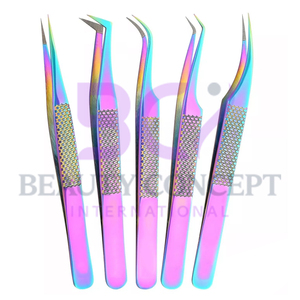 Rainbow Color 5-Piece Set High Quality Anti-Static 45-Degree Eyelash Extension Tweezers Multi-Functional Premium Grafting Beauty - Product Image 6