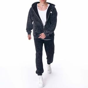 Retailer 100% Cotton Zipper Men Winter Acid Wash Tracksuit Set Breathable Heavyweight Custom <b>Eco</b> Friendly Personalized Design - Product Image 4
