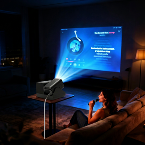 Proyector de Karaoke HT36 PRO Tres en Uno HD 2K LCD con Doble Micrófono, Sistema Android, Portátil, para Cine en Casa - Product Image 3