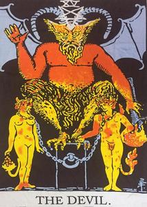 Tapiz de Algodón con Diseño de Cartas del Tarot, El Diablo, Decoración de Pared Pequeña para el Hogar, Hermoso Tapiz de Cartas del Tarot por Indian Consigners - Product Image 2