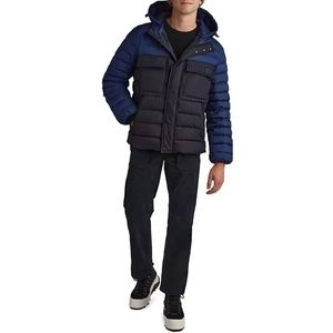 Men's High Demand OEM Stand Collar Zipper Front <b>Canvas</b> <b>Plain</b> Dyed Solid Color Casual Full Sleeve Winter Puffer Jacket - Product Image 6