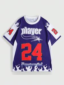 Camiseta de Verano Personalizada 2025 con Estampado Digital, Talla Grande, para Hombre, Estilo Casual, Cuello en V, Manga Corta, para Fútbol - Product Image 4