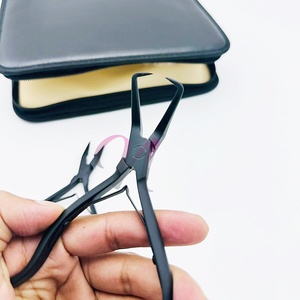 Alicate de punta de aguja de calidad superior al por mayor para quitar cuentas alicates de extensión de pelo recubiertos de color negro mate Etiqueta Privada - Product Image 1